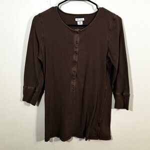 Vintage Y2K Ralph Lauren Polo Jeans Co. Henley Size Medium Brown Women's